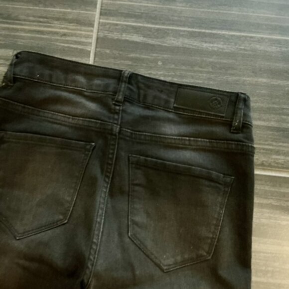 VeraModa black midrise slim Velvet tux stripe ankle jean size 26 - Picture 5 of 12